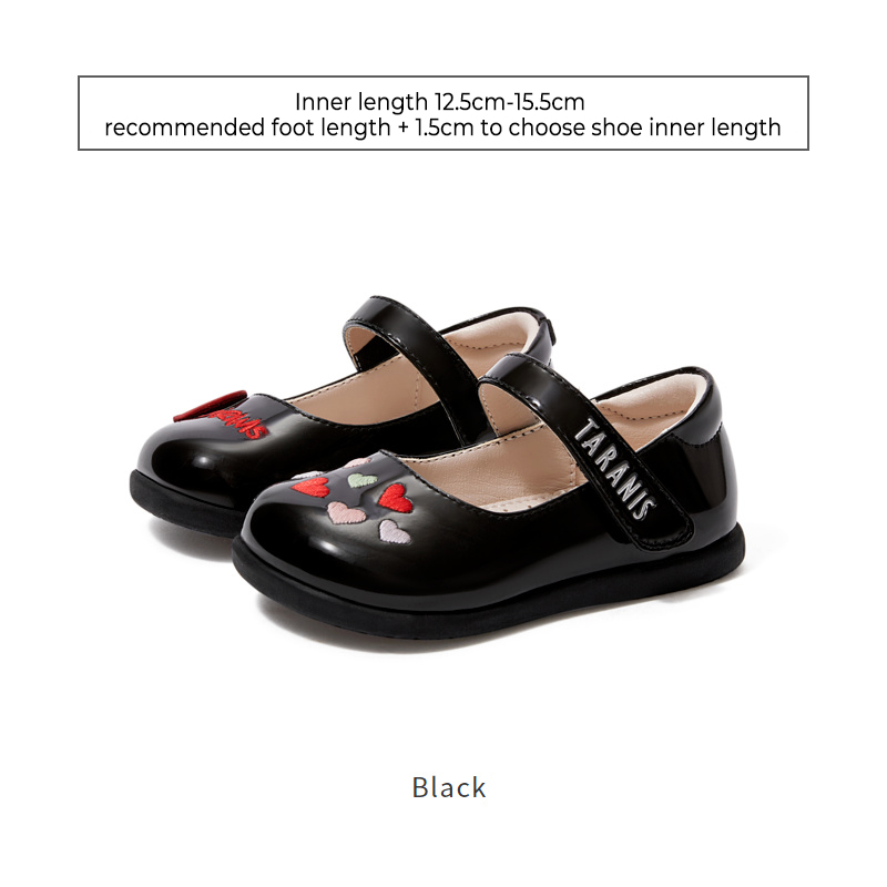 TARANISkids Heart Princess Soft Sole Non-slip Casual Leather Shoes