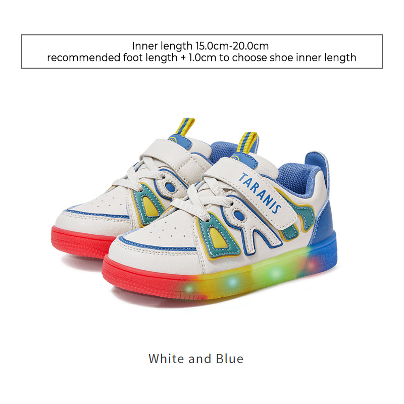 TARANISkid2022 Autumn Flashing Shoes Children's Rainbow Bottom Letter 