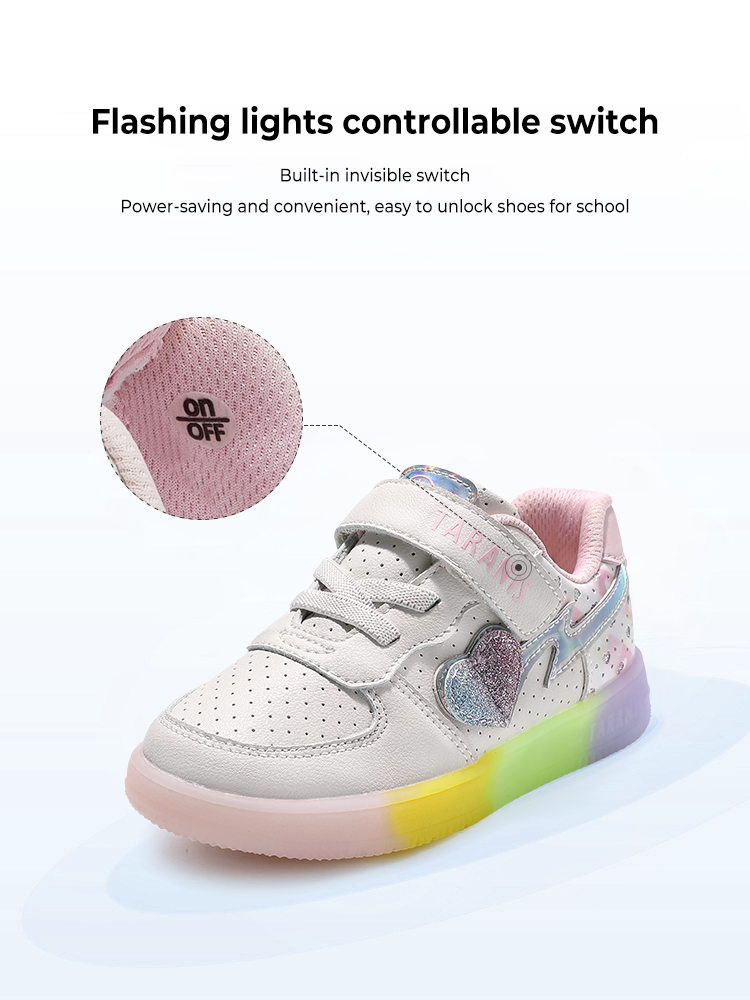 TARANISkids Spring New Children's Skate Shoes Pink Flashing Shoes Anti