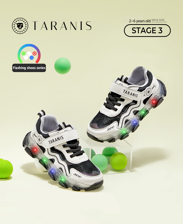 TARANISkids 2023 Spring New Boys' Casual Soft-soled Flashing Shoes