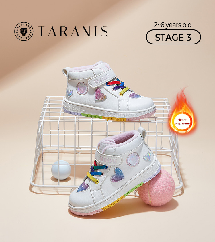 TARANISkids Fleece Warm Casual Shoes Velcro Non-slip Soft Sole Sneaker