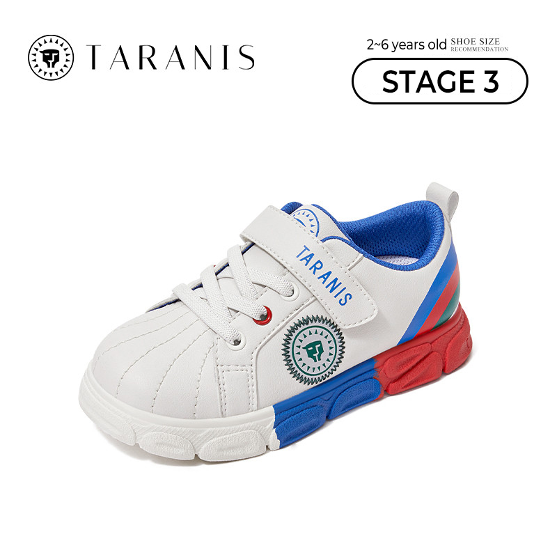 TARANISkids Autumn Red and Blue Contrast Color Bottom Casual Sneakers