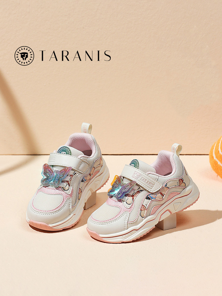 TARANISkids Autumn New Girls' Shoes Small Butterfly Sneakers Soft Bott