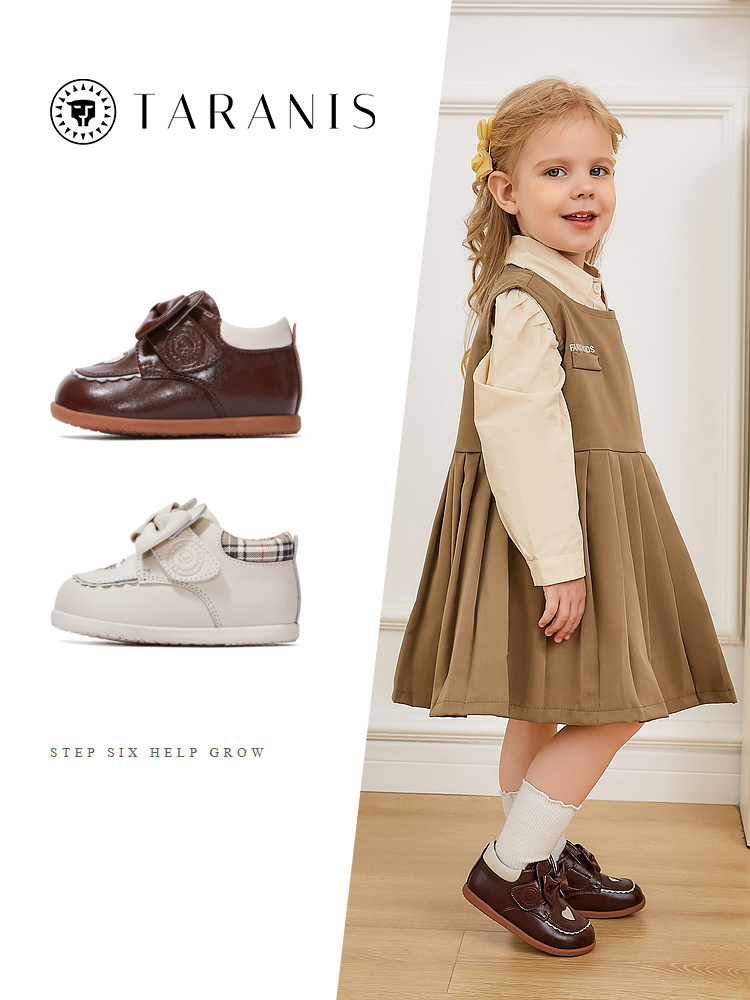 TARANISkids Bowknot Soft Sole Vintage British Style Leather Shoes