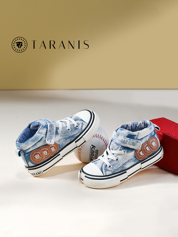 TARANISkids 2022 Autumn New Three Lions Series Non-slip Soft Bottom Boys Canvas High Top Shoes
