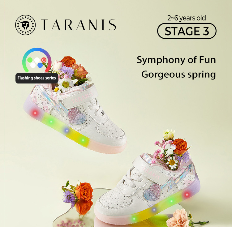 TARANISkids Spring New Children's Skate Shoes Pink Flashing Shoes Anti