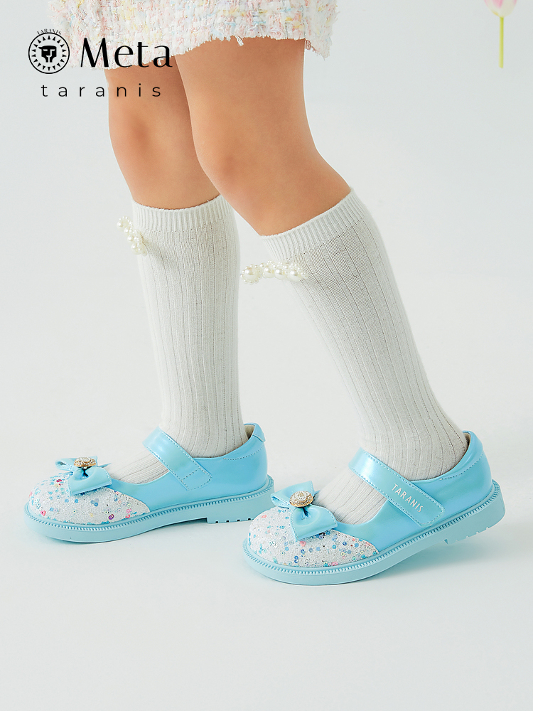 TARANISkMeta Girls' Princess Shoes 2023 Spring New Children's Leather 