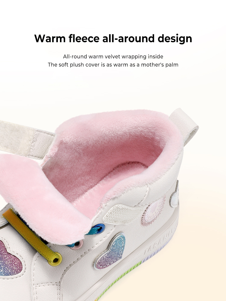 TARANISkids Fleece Warm Casual Shoes Velcro Non-slip Soft Sole Sneaker