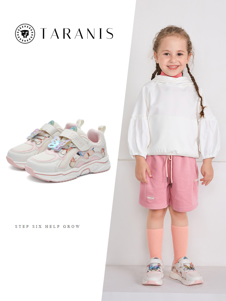 TARANISkids Autumn New Girls' Shoes Small Butterfly Sneakers Soft Bott
