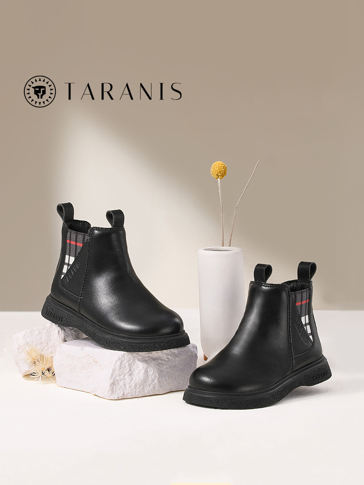 TARANISkids Autumn New Children's Martin Boots Black Leather Boots