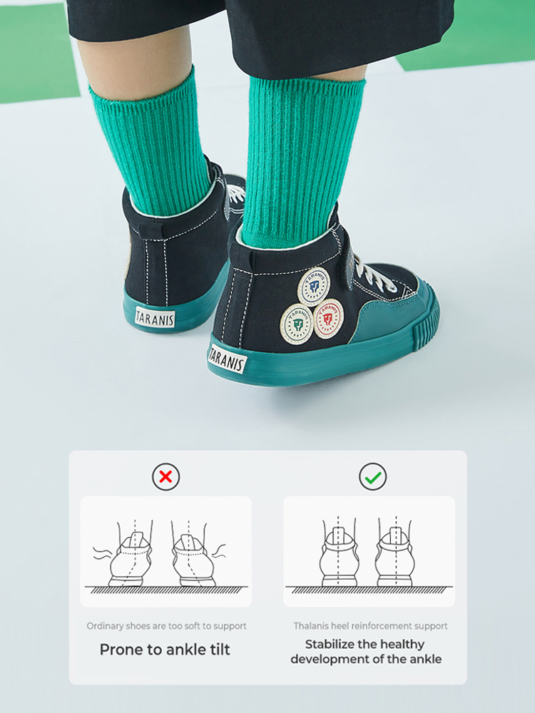 TARANISkids Spring New Micro-high Top Three Lions Series Anti-kick Sne