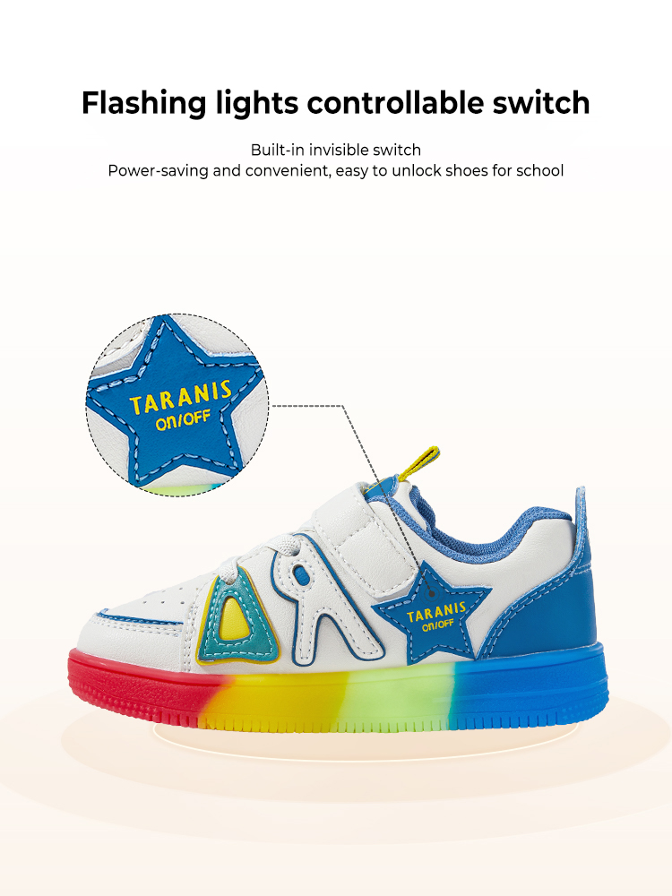 TARANISkid2022 Autumn Flashing Shoes Children's Rainbow Bottom Letter 