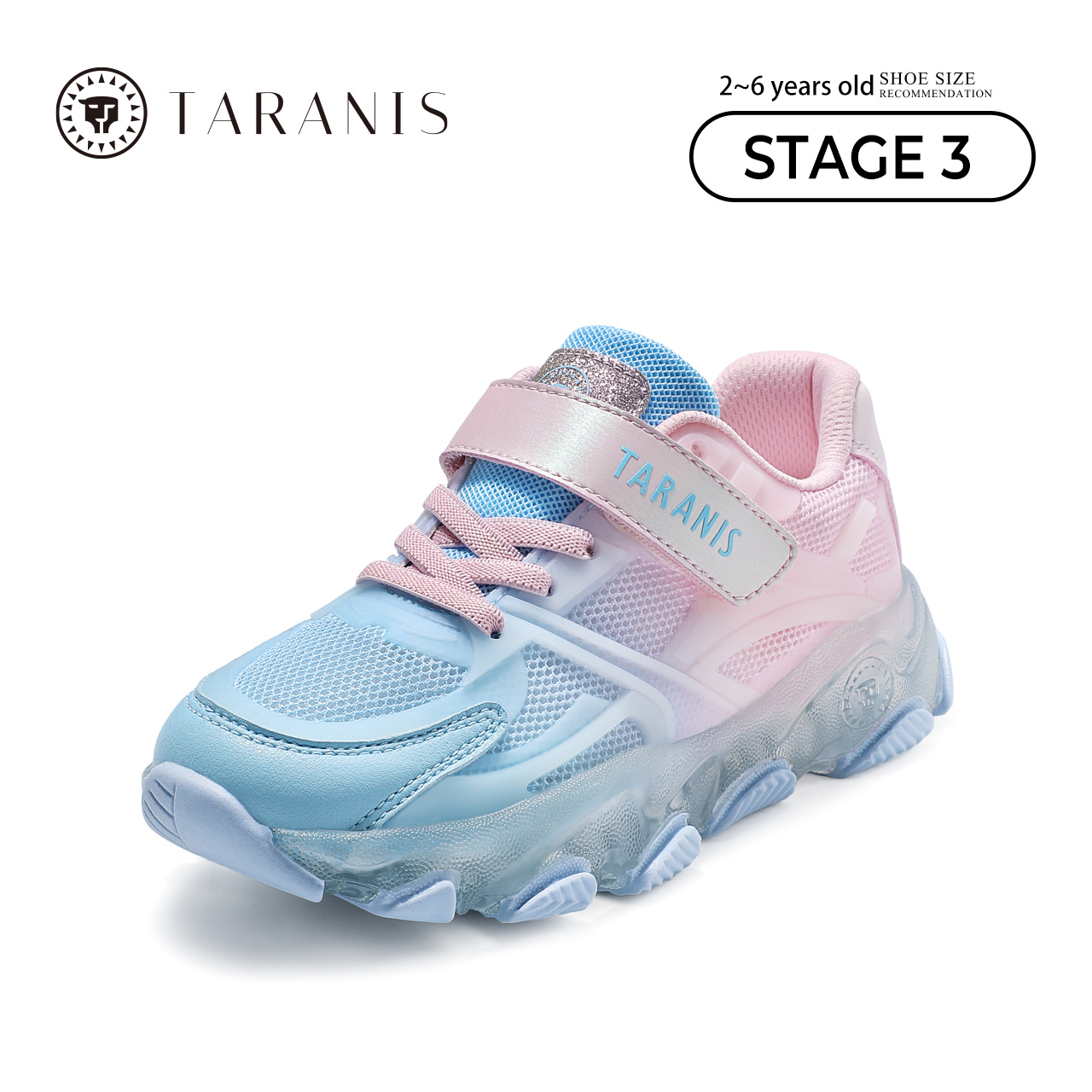 TARANISkid2023 Spring New Girls Flashing Shoes Gradient Cool Lighting 