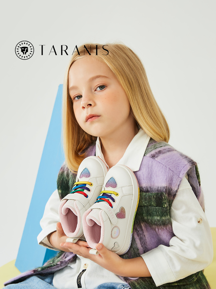 TARANISkids Fleece Warm Casual Shoes Velcro Non-slip Soft Sole Sneaker