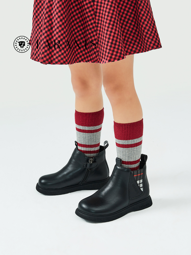 TARANISkids Autumn New Children's Martin Boots Black Leather Boots
