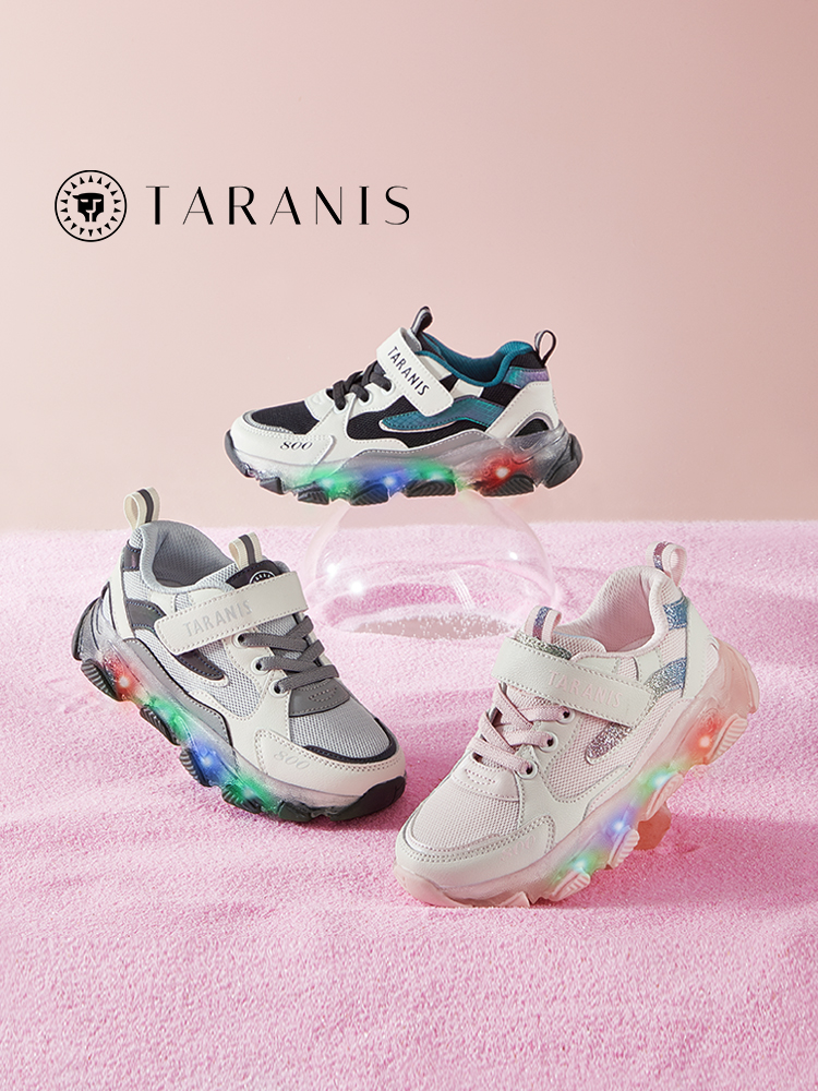 TARANISkids 2023 Spring New Arrival Sports Shoes Boys Flashing Lights Shoes Soft Sole Lighting Casual Shoes