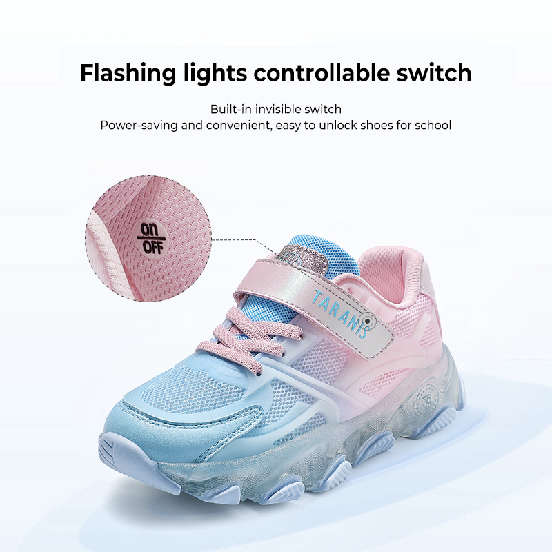 TARANISkid2023 Spring New Girls Flashing Shoes Gradient Cool Lighting 