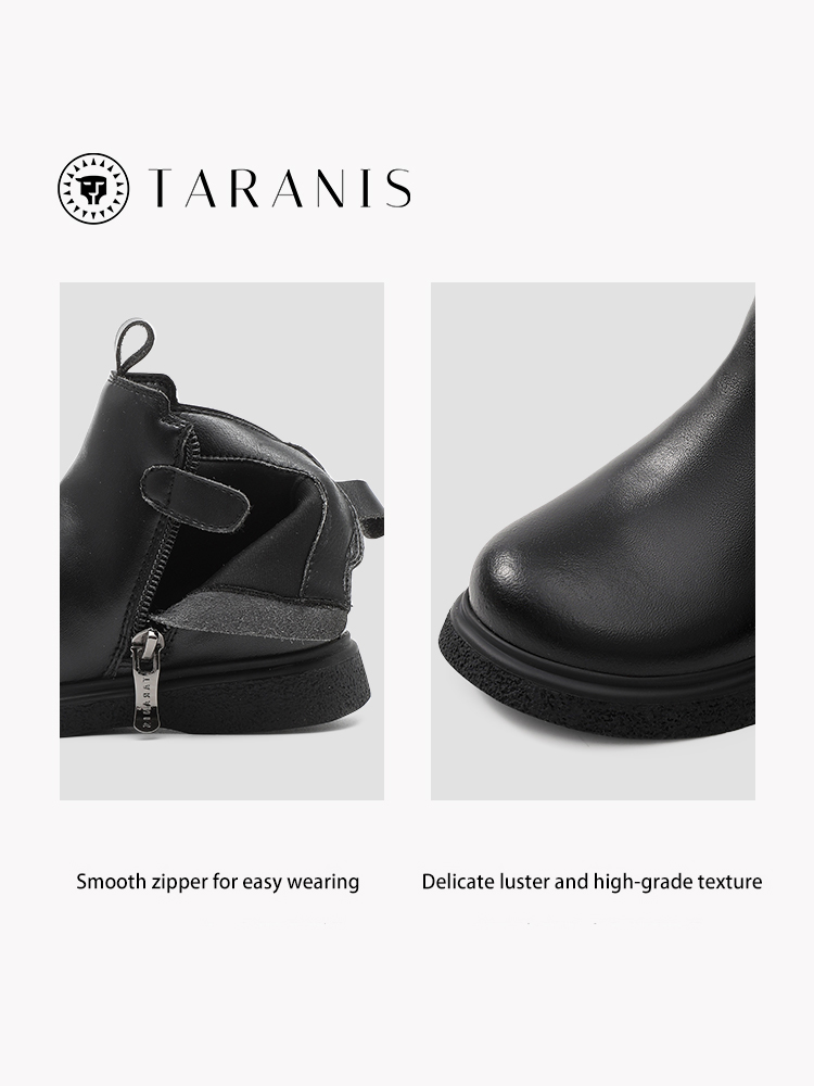 TARANISkids Autumn New Children's Martin Boots Black Leather Boots