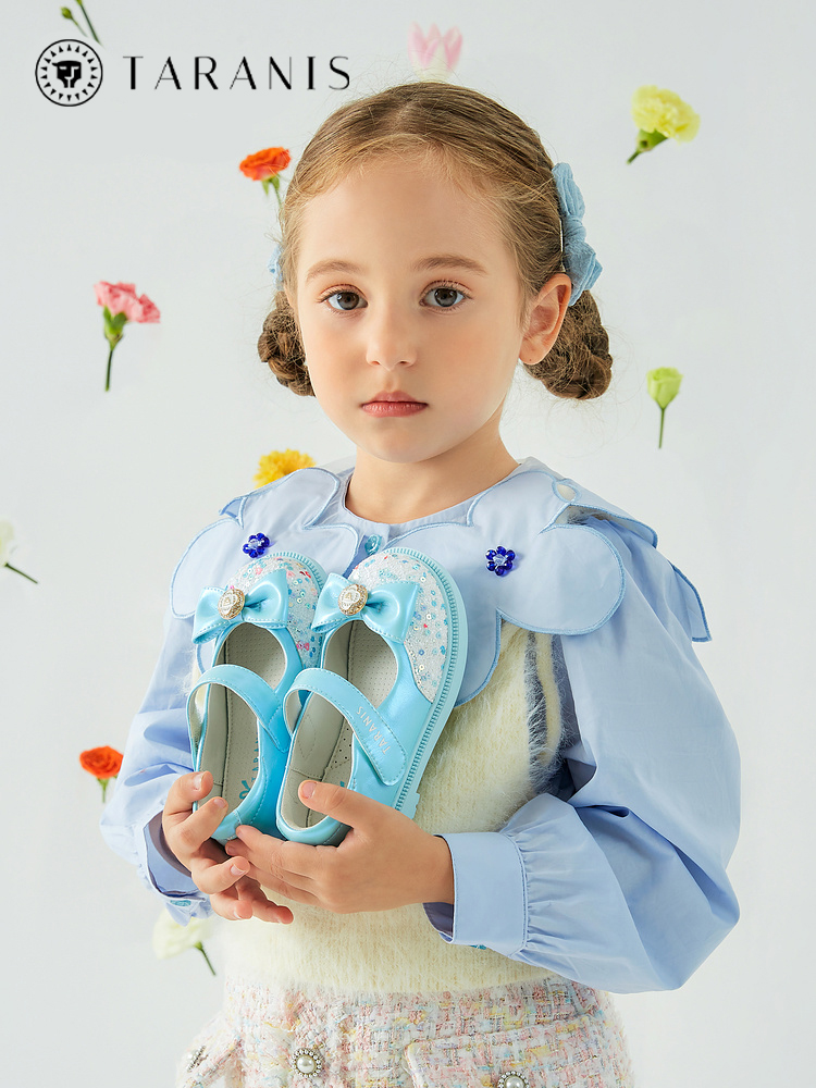 TARANISkMeta Girls' Princess Shoes 2023 Spring New Children's Leather 