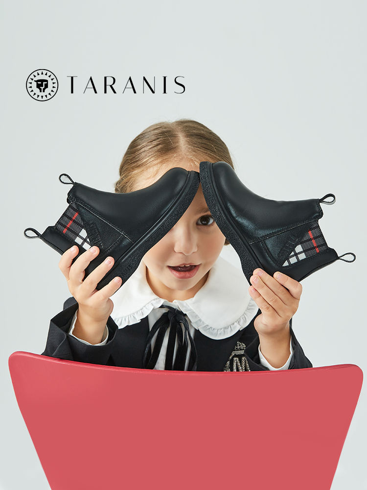 TARANISkids Autumn New Children's Martin Boots Black Leather Boots
