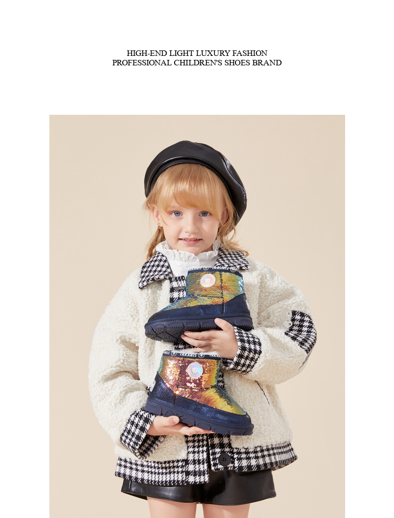 TARANIS Winter new girls snow boots with fleece and thick shoes for children warm soft bottom cotton boots