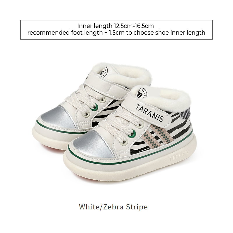 TARANISkids Winter New Baby Toddler Shoes Soft Bottom Baby Shoes Plus Fleece Functional Shoes Sports Casual Shoes