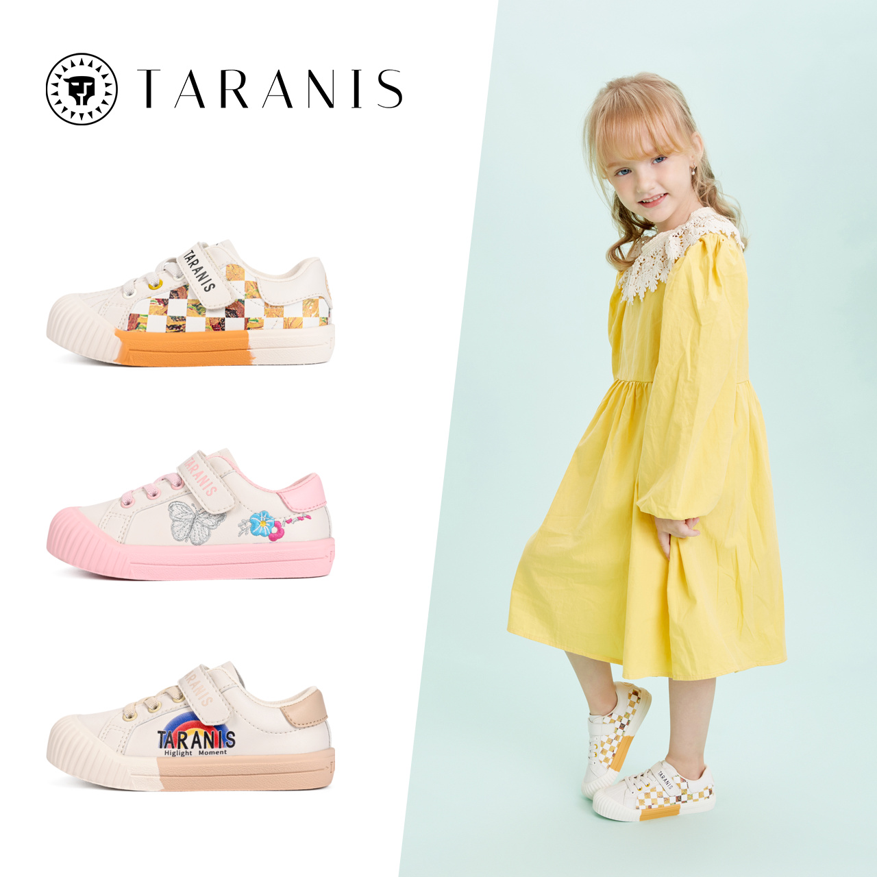 TARANIS Spring New Girls Shoes Kindergarten Indoor Shoes Children Sports Shoes Soft Sole Children Leisure Board Shoes