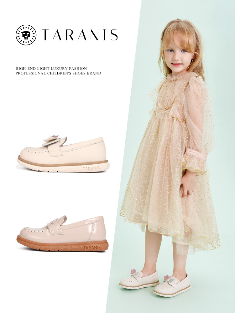 TARANIS Spring new girl shoes baby girl bow princess shoes children's single shoe soft soled shoes