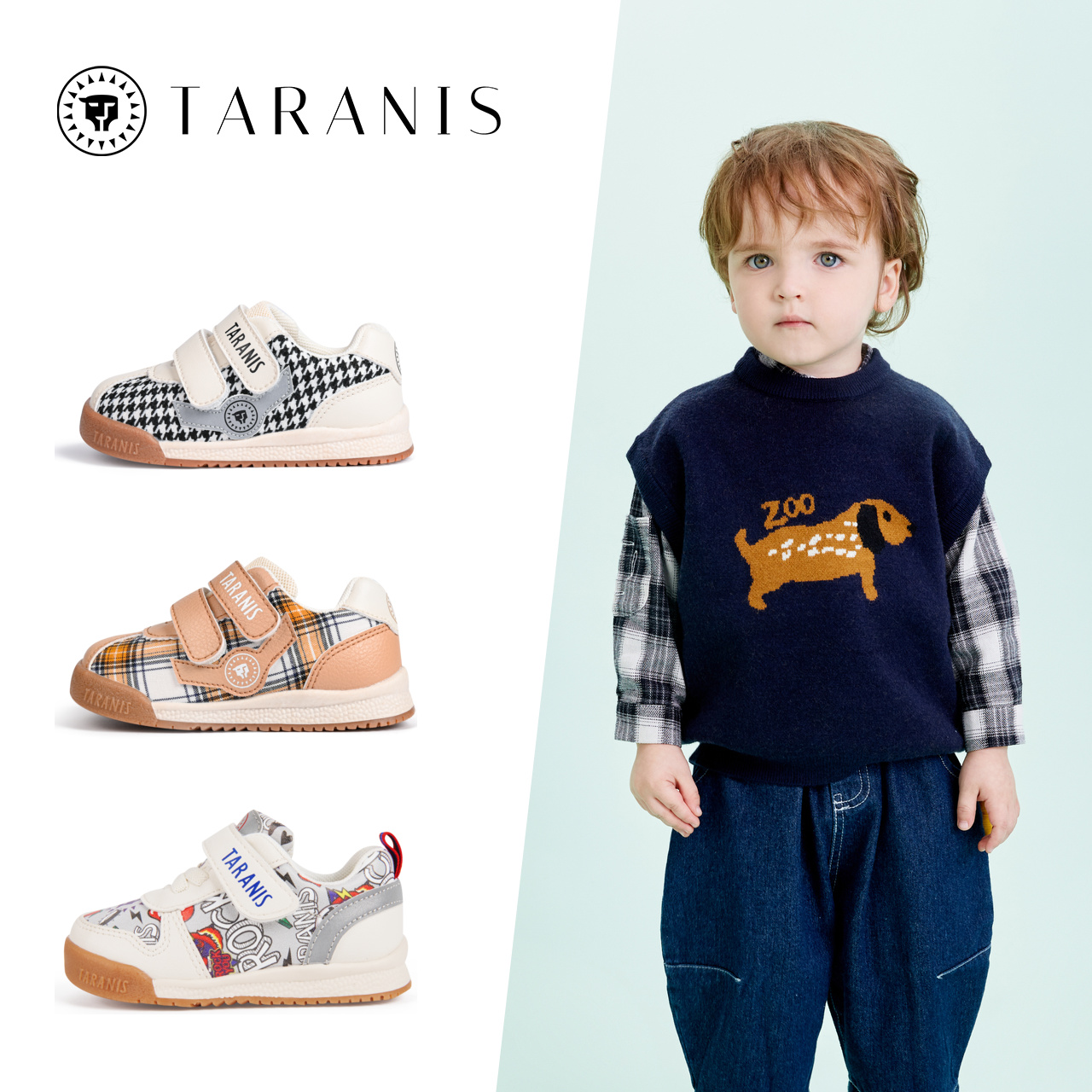 TARANIS Spring new children's shoes boys baby plaid toddler shoes children's sports shoes girls function bread shoes