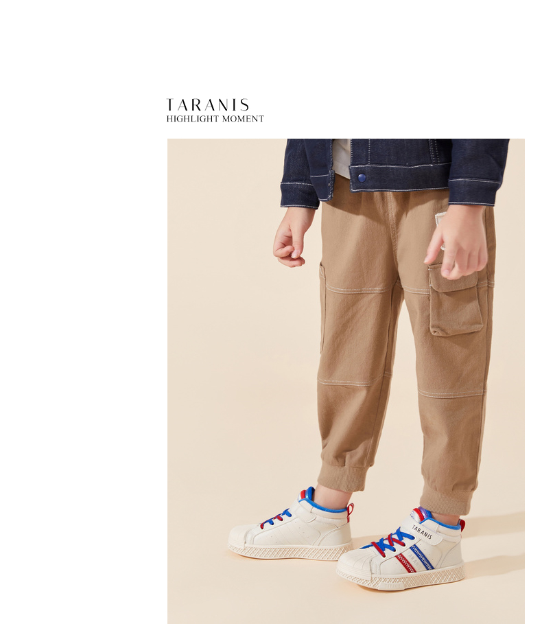 TARANIS winter new fleece men's shoes children's sports shoes high help big children warm cotton shoes soft sole shoes