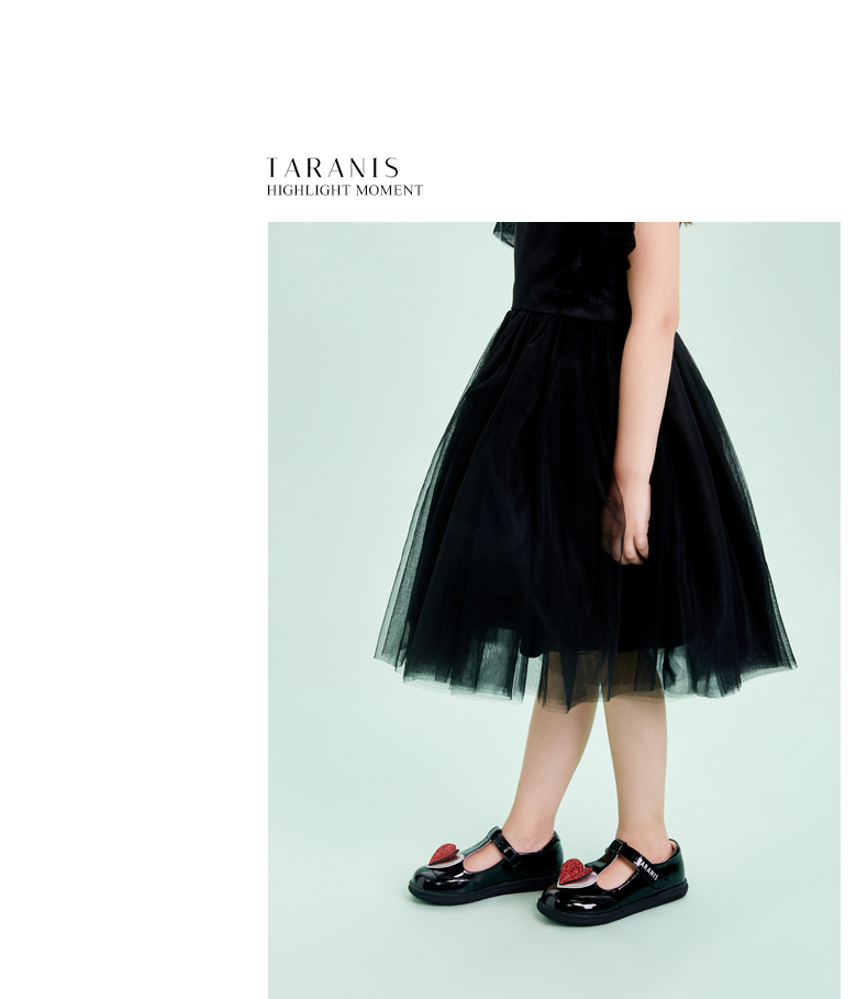 TARANIS Spring new girls shoes children single shoes soft soles children love princess shoes show black leather shoes