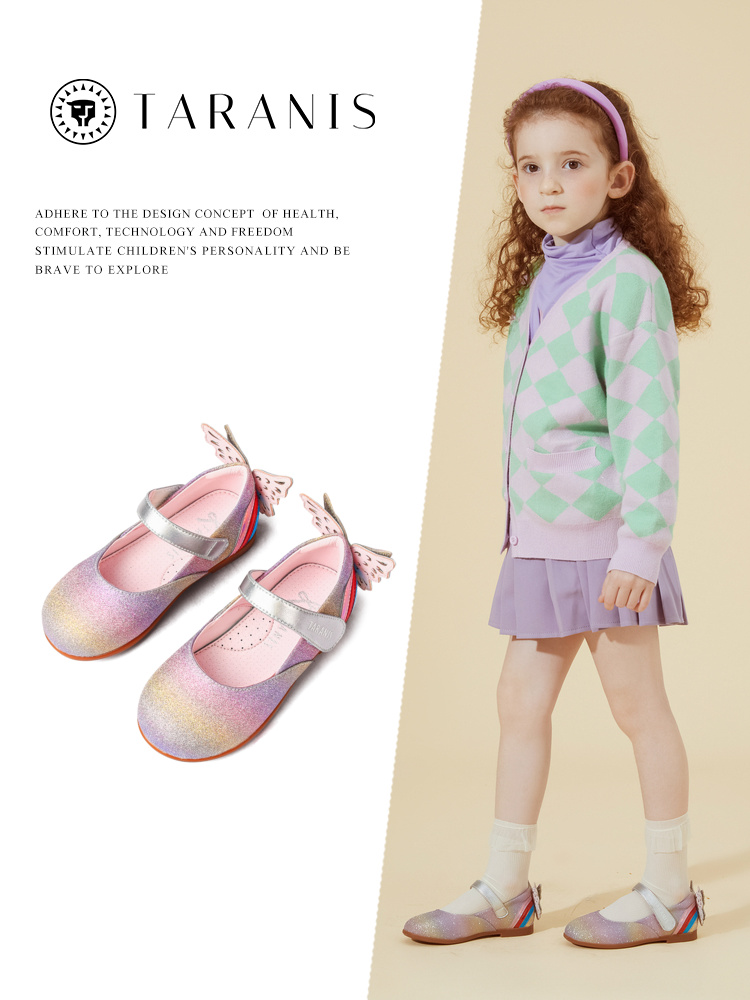TARANIS Autumn western style children's small shoes show crystal princess shoes non-slip soft sole single shoes