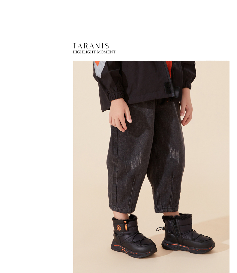 TARANIS Winter new men's shoes children's fleece and thick snow boots soft soles waterproof high top sports cotton shoes