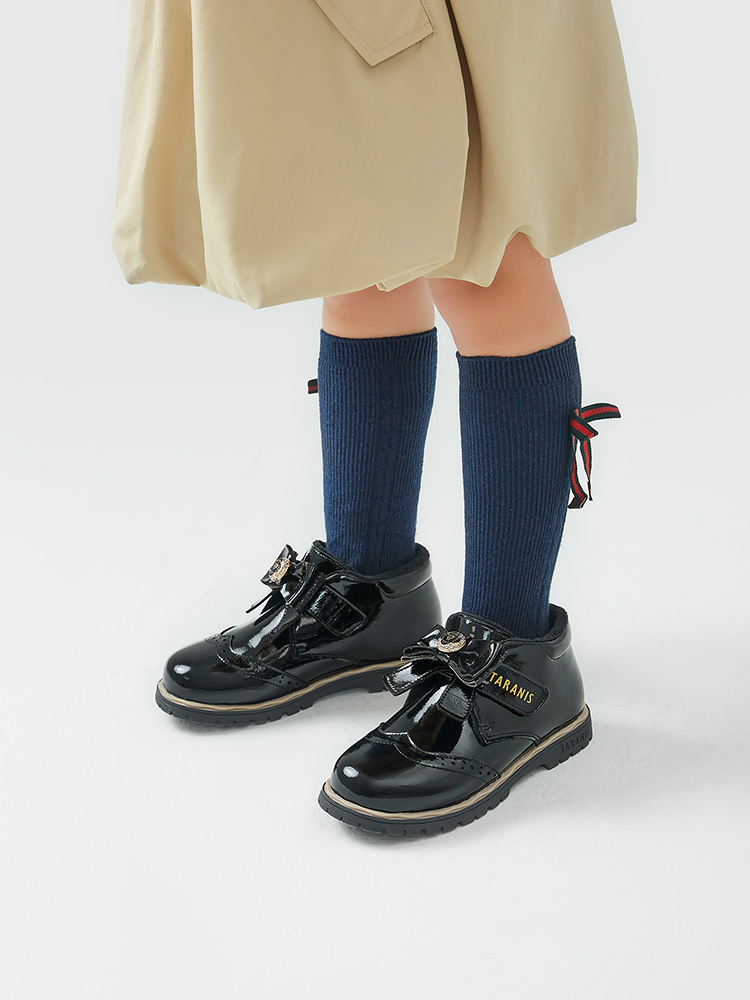 TARANISkids Meta 2022 Winter New Leather Plus Velvet Soft Bottom Children's Martin Boots