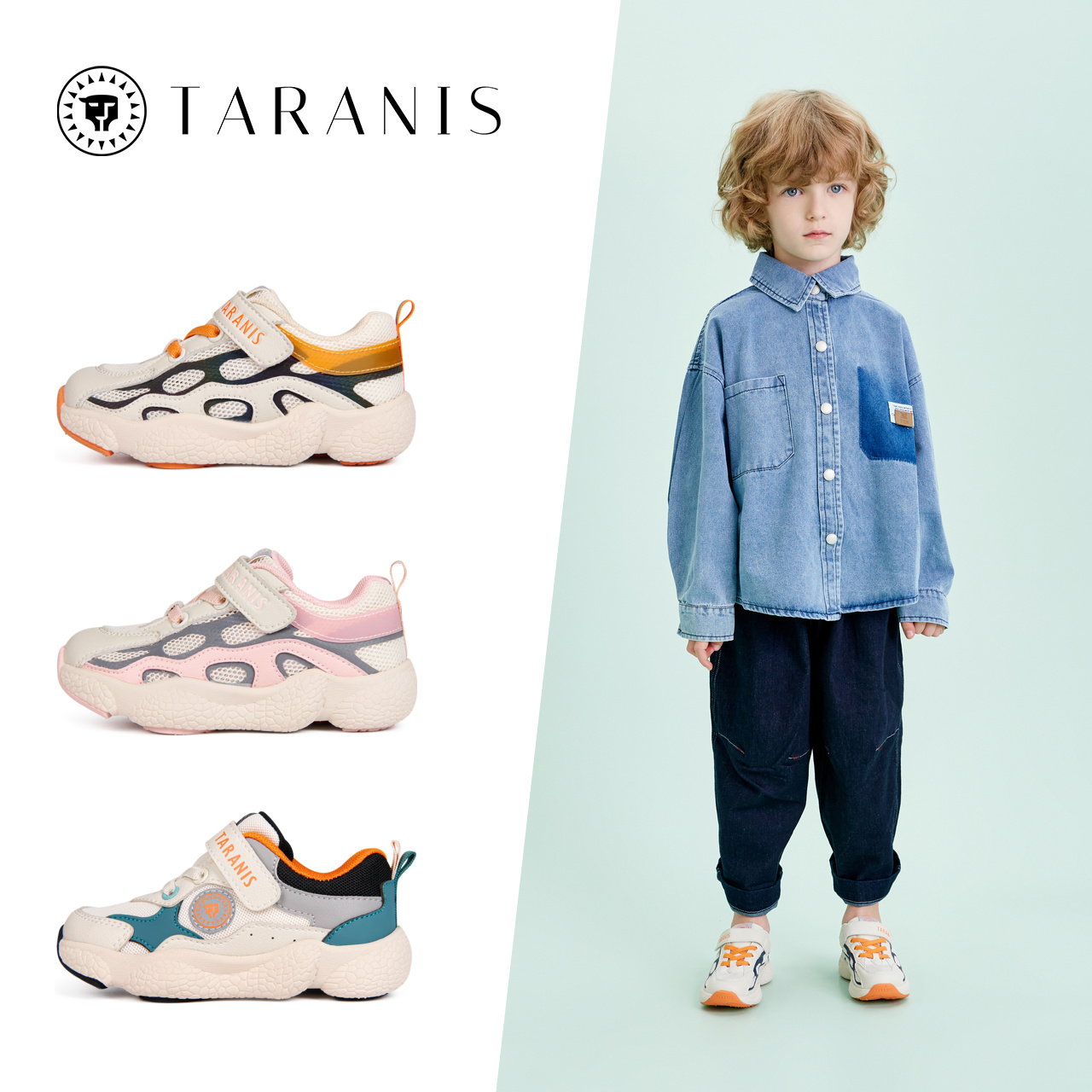 TARANIS Spring new boys' shoes children's running shoes children's sports shoes soft sole basketball shoes