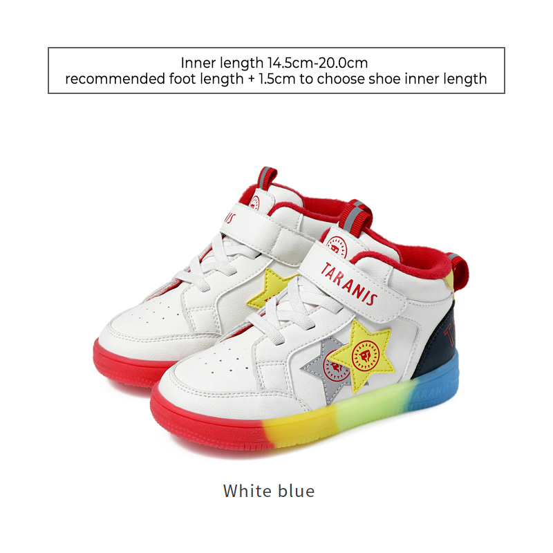 TARANISkids Children's Flashing Lights Shoes Warm Soft Sole Plus Fleece Casual Shoes