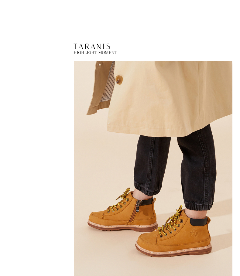 TARANIS Winter new boy's shoes small yellow boots children's cowhide boots Martin boots soft bottom baby ankle boots