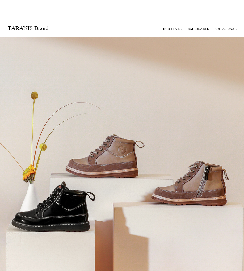 TARANIS Autumn new boy Martin boots ankle boots middle tube children's boots runway boots non slip soft sole children's single boot