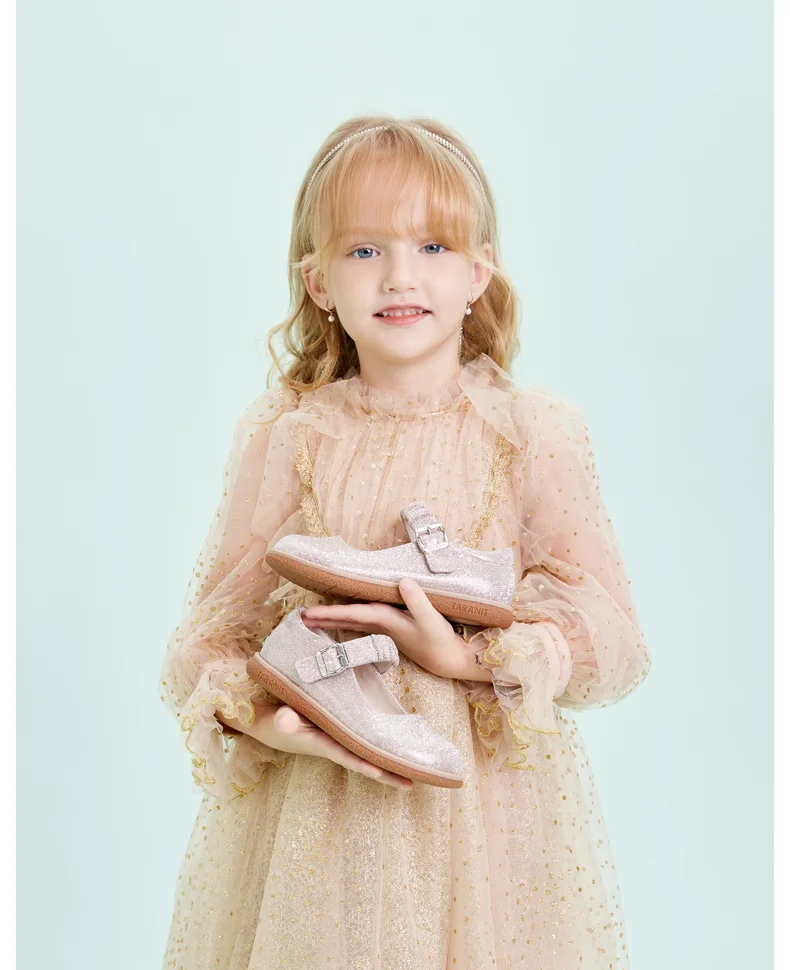 TARANIS Spring New Children's Shoes Shiny Glitter Princess Shoes Buckle Fashion School Shoes Girls Shoes