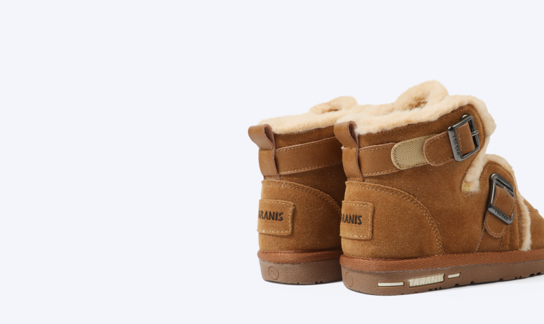 TARANIS Winter new children's shoes, children's leather belt buckle personality tide match cotton and fluffy snow boots