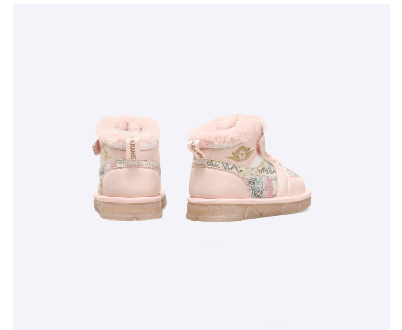 TARANIS Winter new girls shoes children's snow boots with velvet and thick light flash winter shoes baby high top cotton shoes