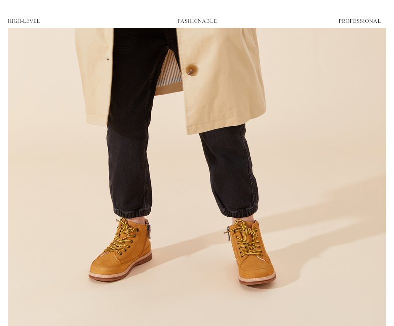 TARANIS Winter new boy's shoes small yellow boots children's cowhide boots Martin boots soft bottom baby ankle boots