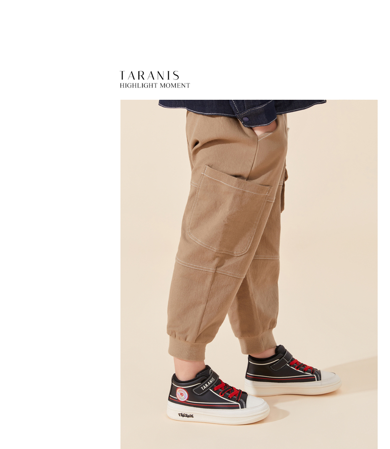 TARANIS Winter new children's board shoes men's shoes big children soft bottom high top cashmere leisure shoes sports shoes