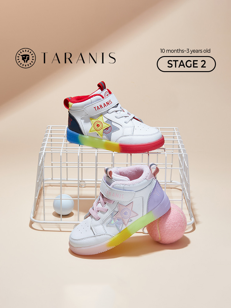 TARANISkids Children's Flashing Lights Shoes Warm Soft Sole Plus Fleece Casual Shoes