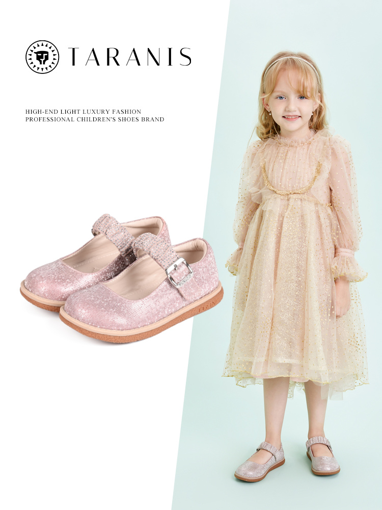 TARANIS Spring New Children's Shoes Shiny Glitter Princess Shoes Buckle Fashion School Shoes Girls Shoes