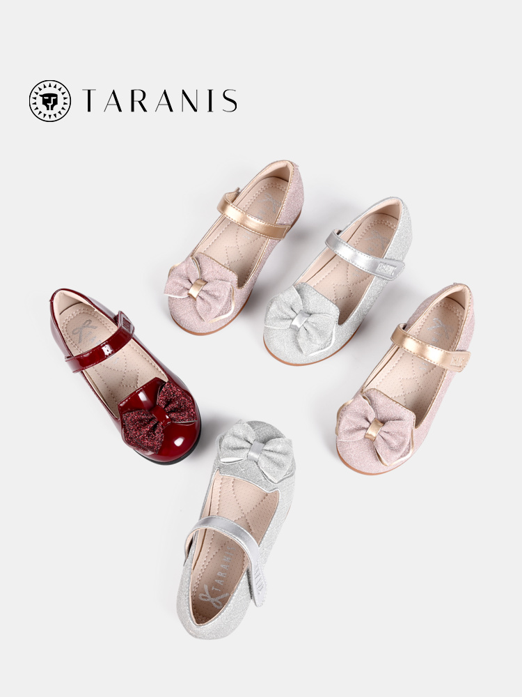TARANIS Spring New Girls' Shoes Bowknot Children's Single Shoes Small Fragrant Wind Princess Shoes Soft Sole Small Leather Shoes