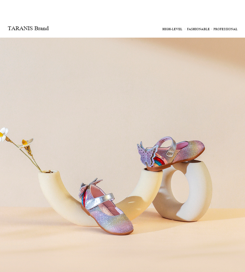 TARANIS Autumn western style children's small shoes show crystal princess shoes non-slip soft sole single shoes