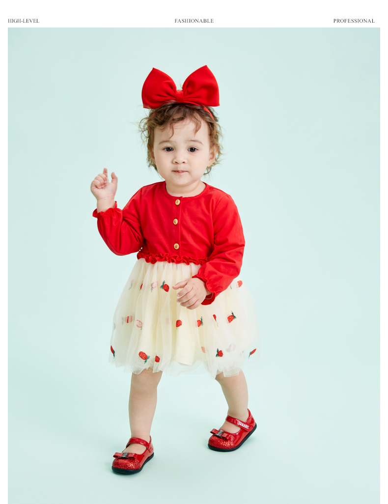 TARANIS Spring new children's shoes female baby princess shoes baby single shoes red bow retro small leather shoes