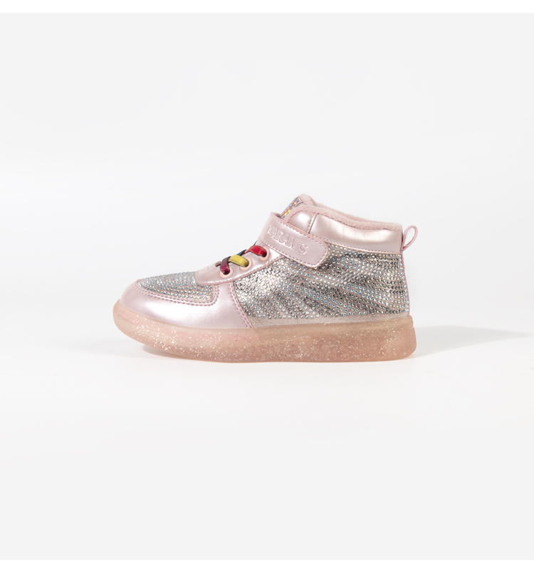 TARANIS winter new style children's shoe is ablaze set drill girl high help sports shoe transparent jelly soft sole board shoe