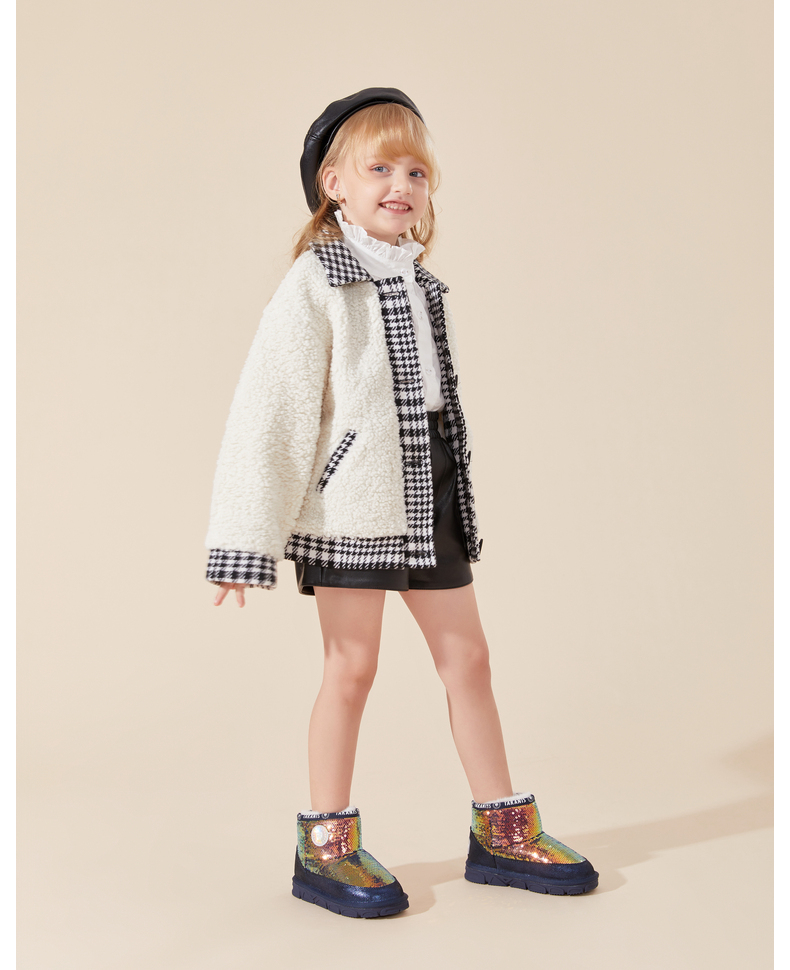 TARANIS Winter new girls snow boots with fleece and thick shoes for children warm soft bottom cotton boots